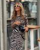 2023 Zebra Print Fleece Slim Fit Dress for Women - New Autumn/Winter Collection