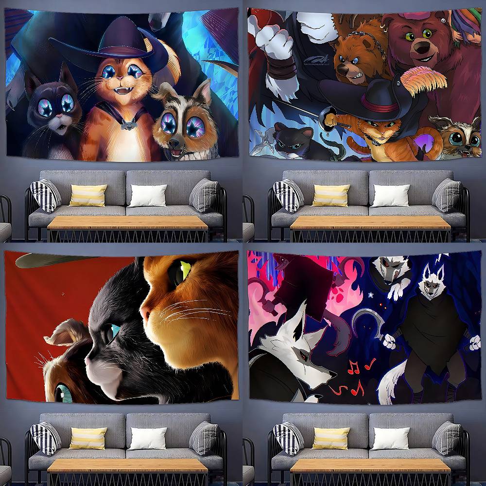 PPuss In BBoots The Last Wish Tapestry Customizable Tapestries Of Various Styleswall Celebrity Photo Printingwall Hangings