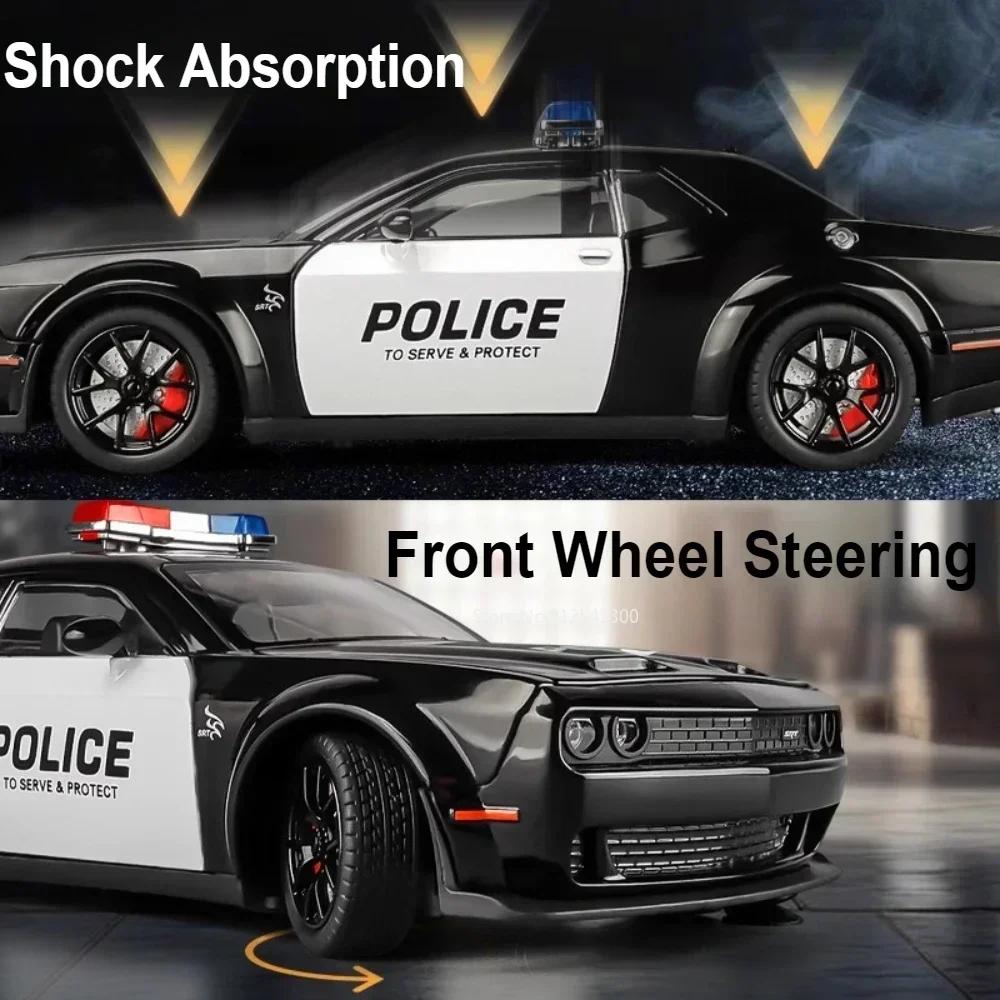 1:24 Scale SRT Hellcat Prado LC250 Police Car Model Toy Doors Opened Pull Back Light Music Miniature Vehicles Kids Boys Gifts