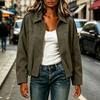 Women's Jacket with Notched Collar Zip Button Closure for Spring and Fall