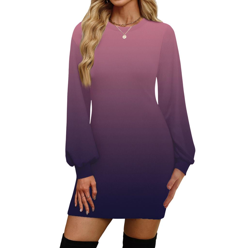 Women's Fashion Casual Round Neck Long-Sleeve Dress