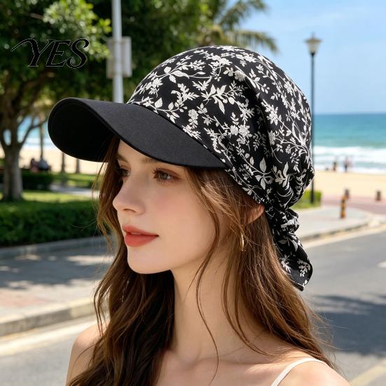 Sun Hat Headscarf Hat, Cashew Flower Print Ethnic Style Turban Cap, Elastic Fabric Protection for Cycling Sports Chemotherapy Cap