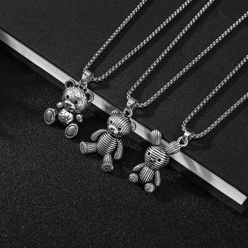 Bear Titanium Steel Necklace - Haha Rabbit Pendant - Versatile and Unique Women's Hoodie Sweater Chain Accessories