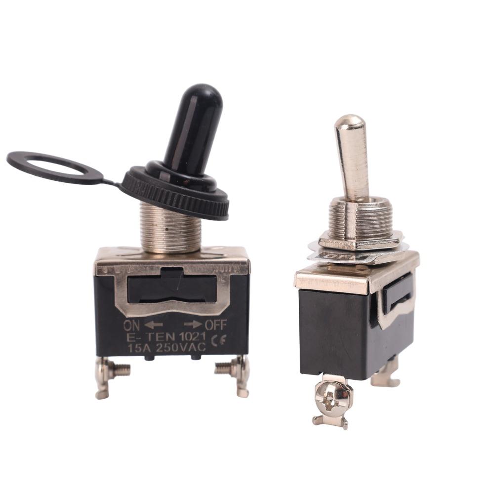 Heavy Duty Toggle Flick Switch with Waterproof Cover 15A 250V Rocker Switch Car Boat On Off SPST Terminal Auto Toggle Switch