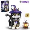 1128PCS Magic Cat Model Building Blocks Set with Lights Creative Animal Assembly Ornaments Boys DIY Toys MOC Bricks Kids Gifts