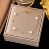 Stainless Steel Pearl Necklace Bracelet Vintage Waterproof Gold Color Small Round Bead Necklace Fashion Women's Jewelry Gift