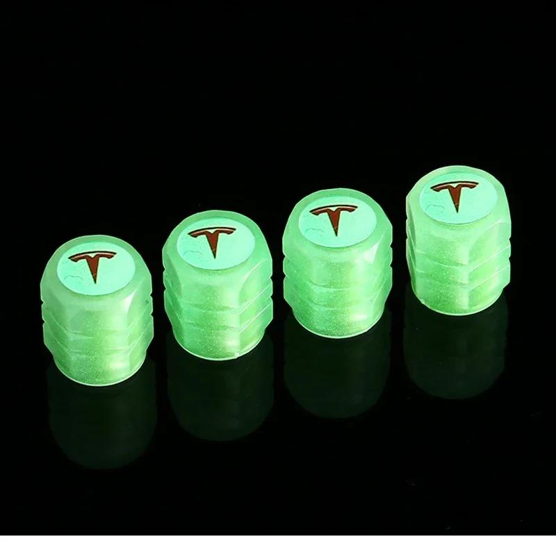 

Car Sticker 2025 Hot 4Pcs Car Luminous Tire Valve Caps Tyre Fluorescent Accessories For Tesla Roadster Model 3 Y S X Juguete Coi