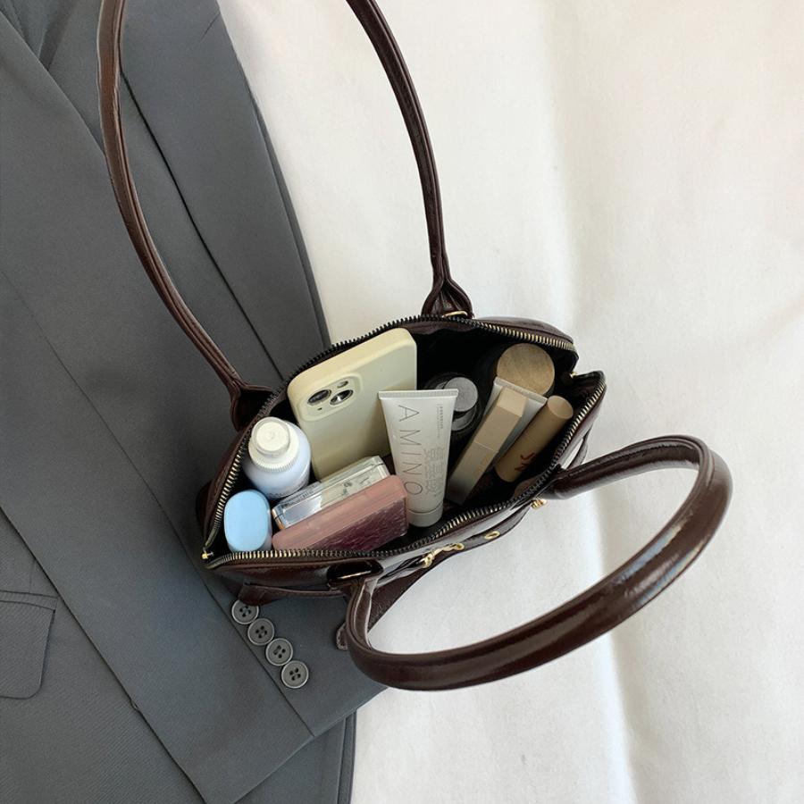 Retro Style Faux Leather Shoulder Bag for Women, Large Capacity Vintage Handbag, Trendy Commute Crossbody Bag