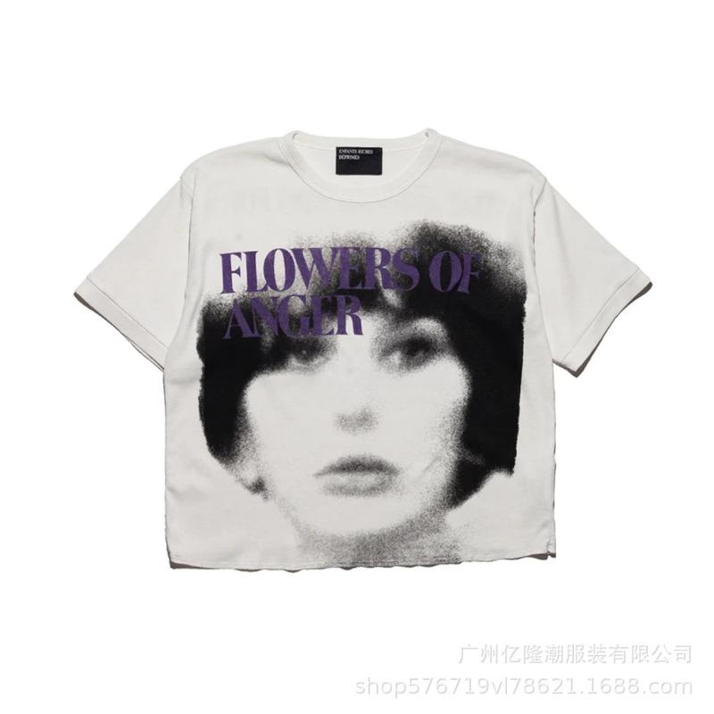 Letter printing retro portrait American tide brand loose men's and women's casual short-sleeved T-shirt tide