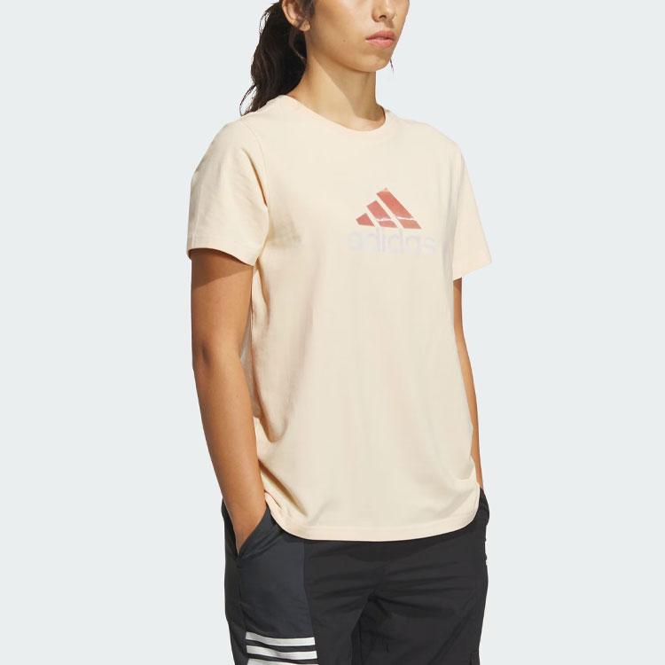Adidas Must Haves Badge Of Logo Letter Print American Retro Sports Casual Short Sleeve T-Shirt Women T-Shirts Sand-Brown IM8890