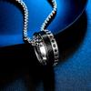Titanium Steel Inlaid Zircon Carbon Fiber Supercar Ring Pendant