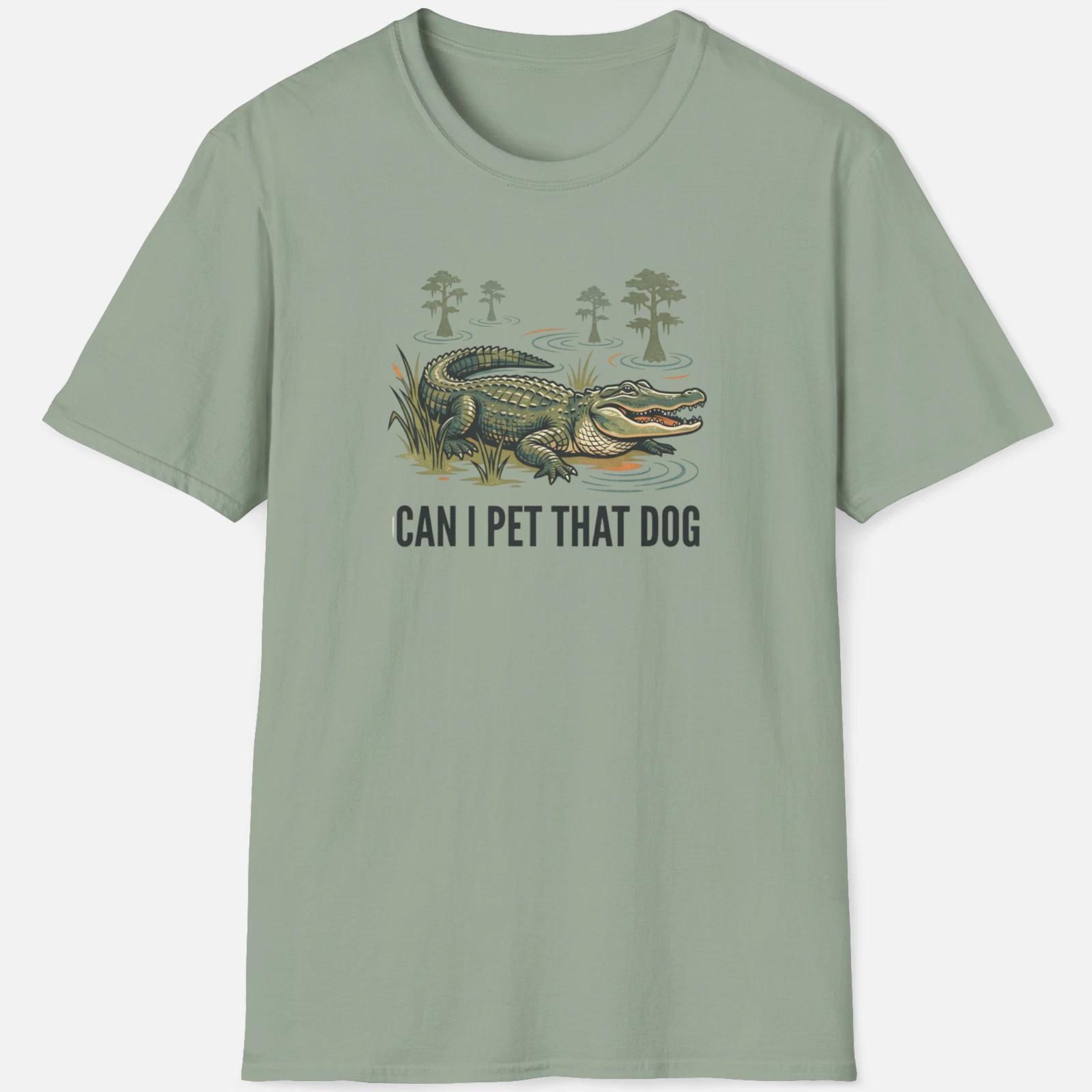 Can I Pet That Dog Shirt – Funny Alligator Graphic Tee 4XL