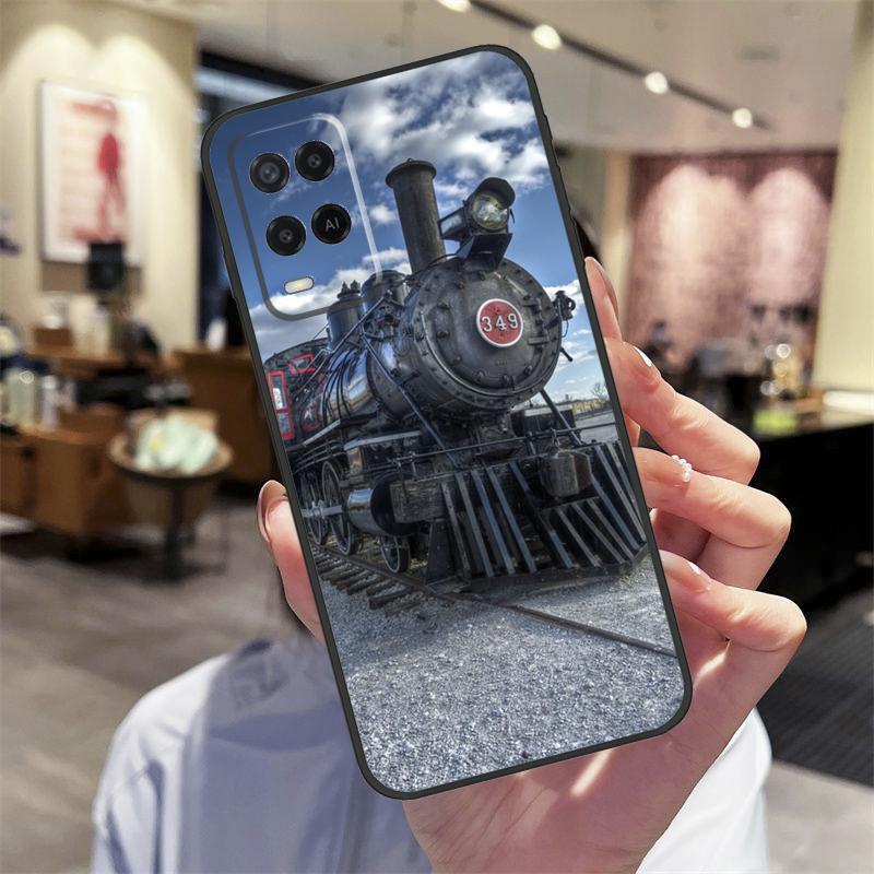 Vintage Steam Train Railway Case For Oppo A94 A74 A54 A18 A38 A58 A78 A98 A40 A60 A80 A16 A76 A96 A15 A17 A77 A57S Cover