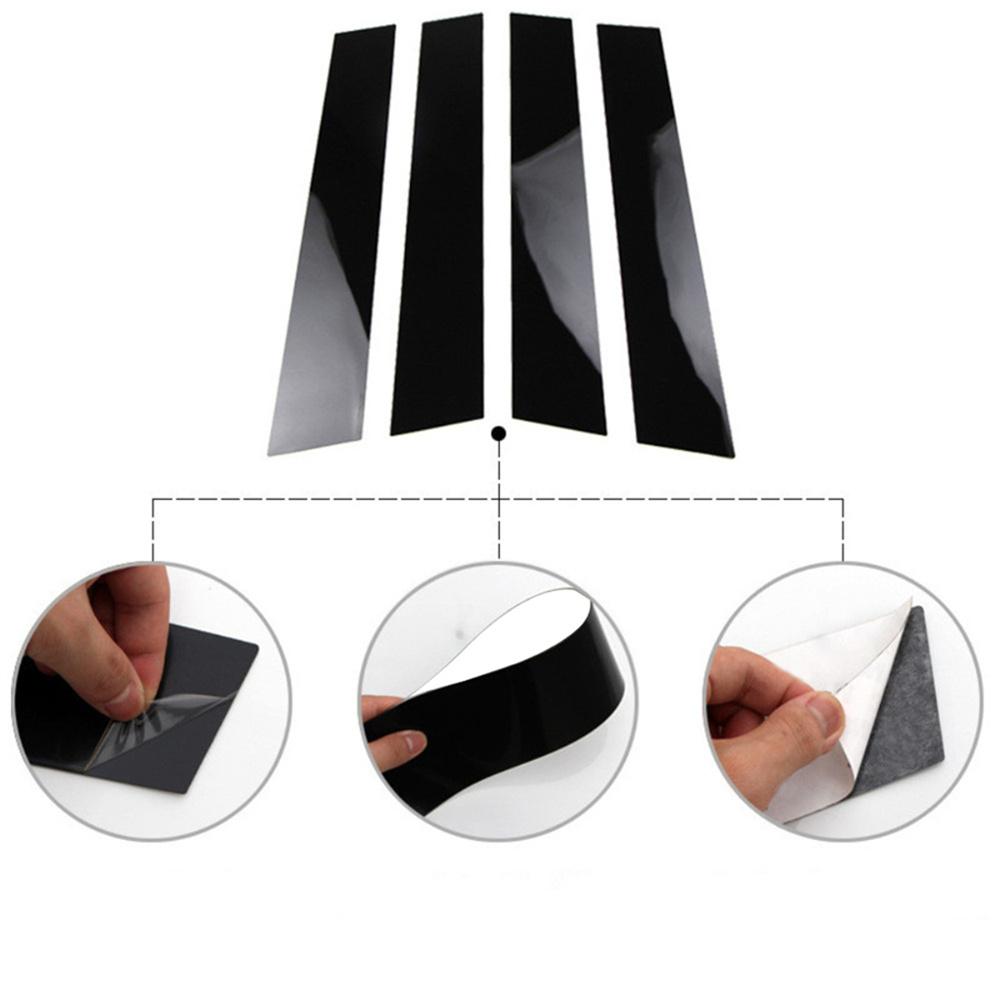 

4Pcs Pillar Posts Door Window Trim Cover Kit Glossy Piano Black For Fiesta