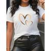 European Size Short-Sleeved Top with Heart-Shaped Print, Casual Women'S Shirt for Spring And Summer.