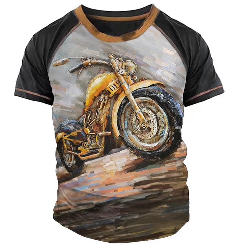 Vintage Motorcycle T Shirts For Men 3d Print Graphics T-shirts For Men Short Sleeve Male Motorcycle Shirts Tee Tops Streetwear