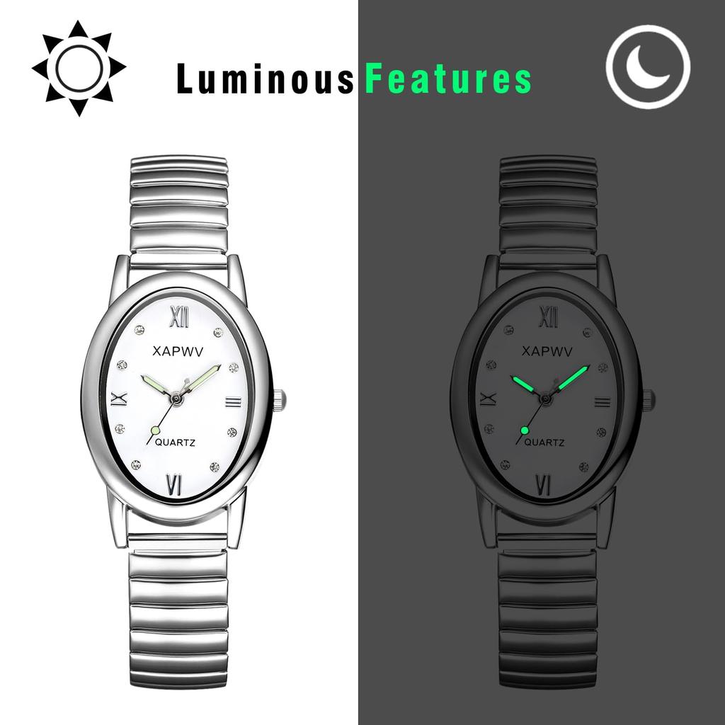 Silver Watch with Accordion Stylish Analog One Size Fits Stainless Steel Quartz Fashion Accessory Perfect Gift for Day Women's Strap, Waterproof