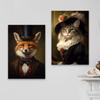Vintage Victorian Fox Canvas Painting Decor Posters Animal Gothic Art Print Aesthetic Room Wall Decoration Modern Decoration