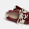 Fashion Luxury Designer Red Suede Leather Splicing Women's Sneaker Elegant Butterfly Knot Ballet Flats Light Comfortable Sports Shoes