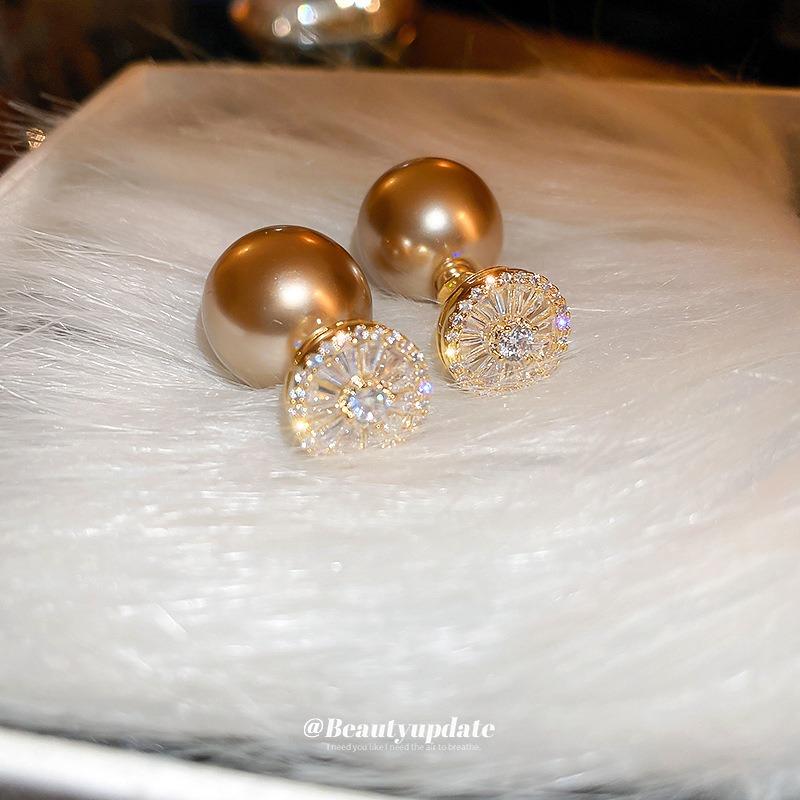 Real Gold Electroplated Silver Needle Zircon Pearl, a Two-wear Earring, French Niche High-end Stud Earrings, New Earrings for Women