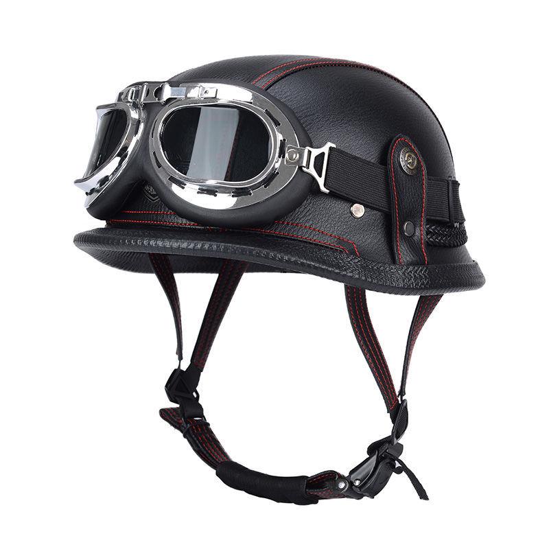 Pedal German Helmet Cruise Vintage Half Helmet Harley Men Motorcycle Helmet Locomotive Scaler Helmet Soldier Helmet Leather Helmet