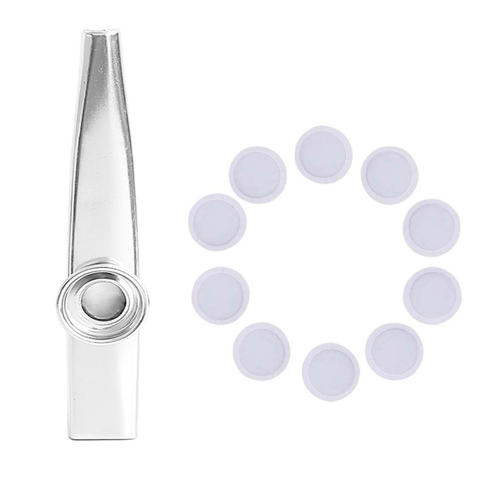 

Портативные металлические казу музыкальные инструменты с 10 шт. мембран для казу-флейты, казу для рта, хороший подарок для взрослых и детей серебряный