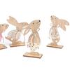 DIY Easter Rabbit Ornaments Cartoon Wooden Rabbit Ornaments Standing Rabbit Figurine  Desktop