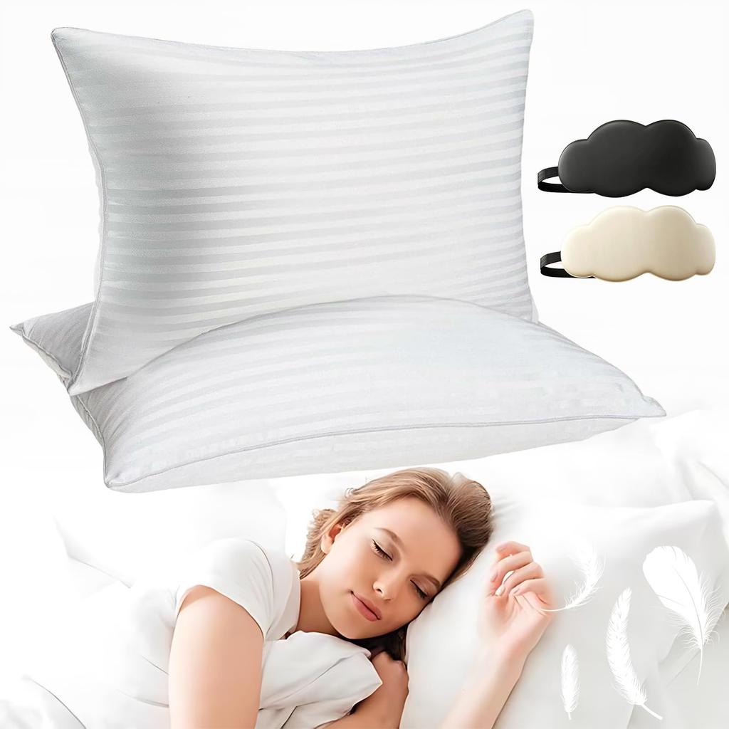 Bed Pillows Standard Size Set Of 2,Home & Hotel Bed Pillows,Shape Retention For Side,Back Or Stomach Sleepers,Breathable,Soft,and Cool
