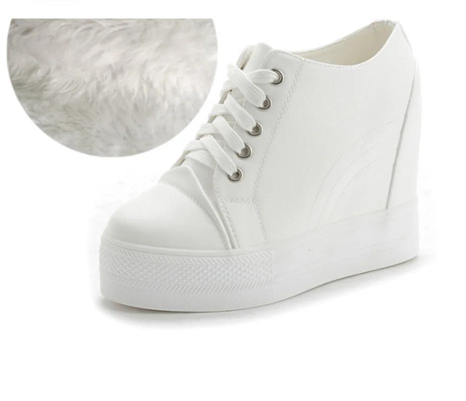 Women Winter Platform Sneakers Warm Fur Plush Insole Ankle Boots Women Spring Chunky Shoes Lace-up Tennis Shoes Woman Mujer 11CM