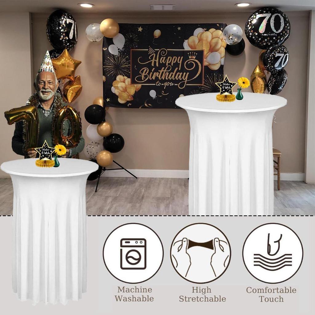 Cocktail Table Cloth Christmas Spandex Round Bar Table Skirt Washable Festive Banquet Decoration Supplies For Indoor Outdoor