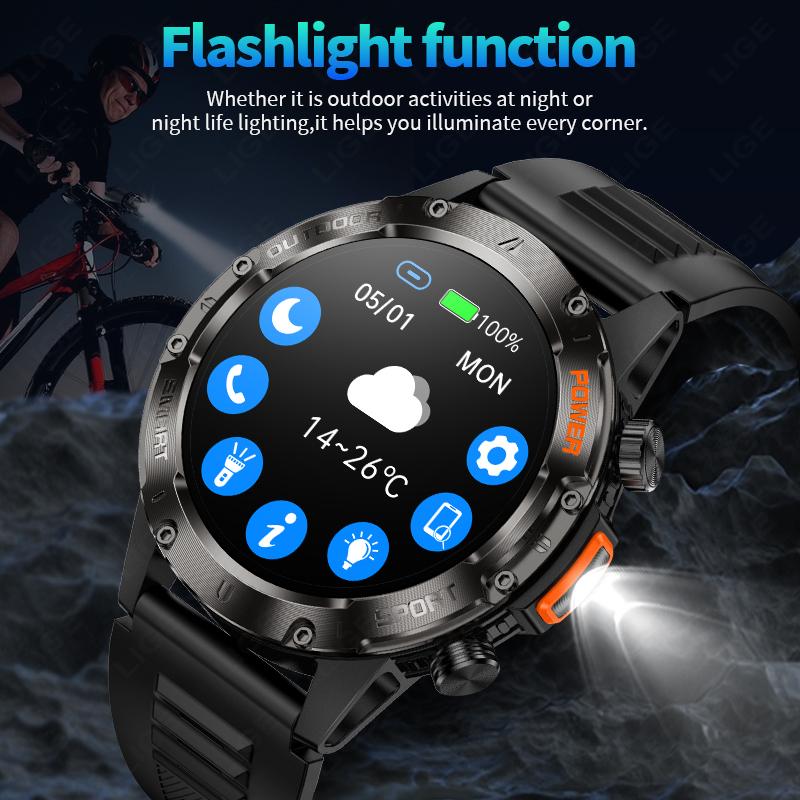 Outdoor Bluetooth Call Smart Watch Men 360 * 360 High Definition Full Touch Screen Sports Health Monitoring Smartwatch Men
