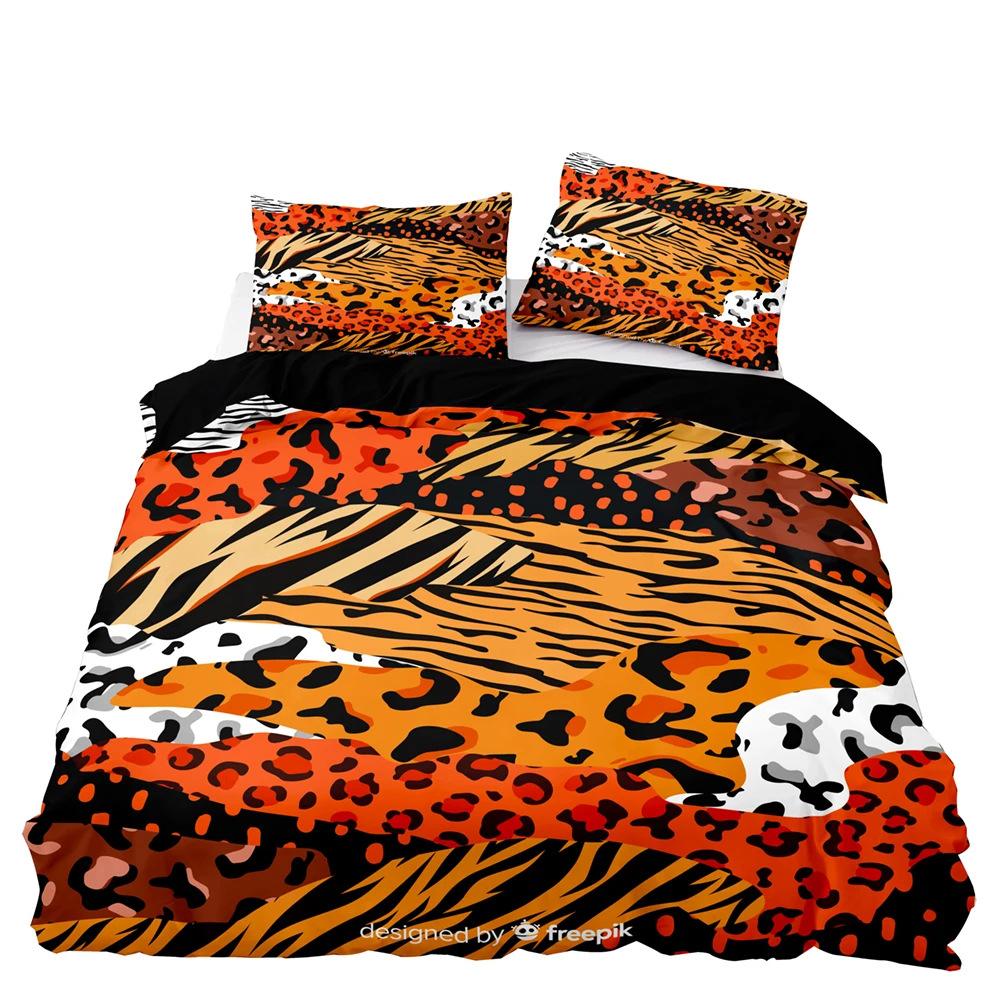 Three-Piece Bedding Set, Pink Leopard Print Microfiber.