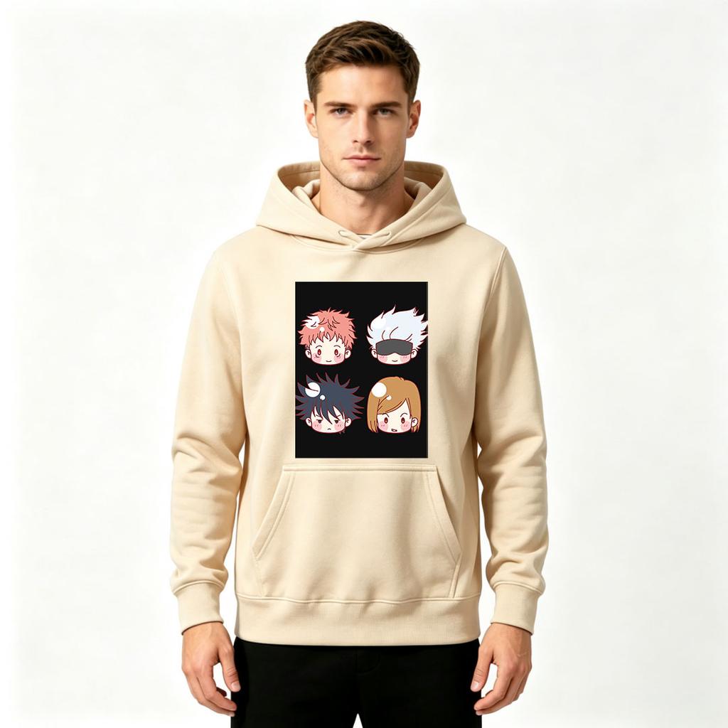 Men's Anime Chibi Character Print Pullover Hoodie Casual Long Sleeve Streetwear Sweatshirt
