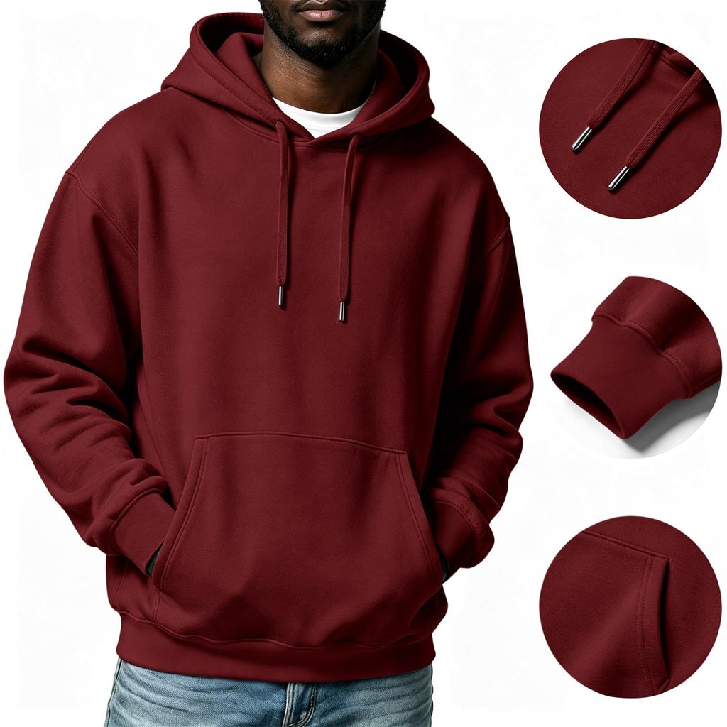 Men's Casual Color Hoodie with Drawstring