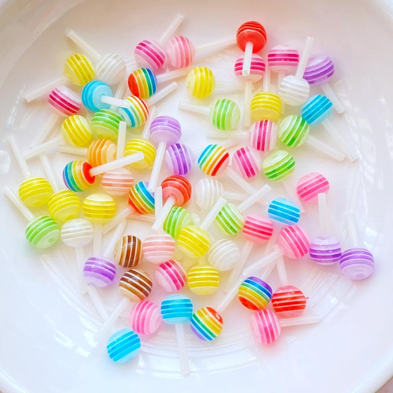 30pcs New Food Toy Lollipop Color Nail Art Cartoon 3D Three-dimensional Simulation Colorful Candy Cream Glue Resin Accessories