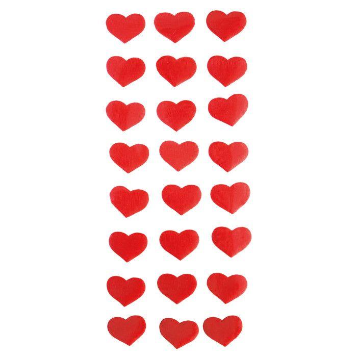 Sticker satin coeur rouge 1,8 x 1,5 cm x 24 pièces