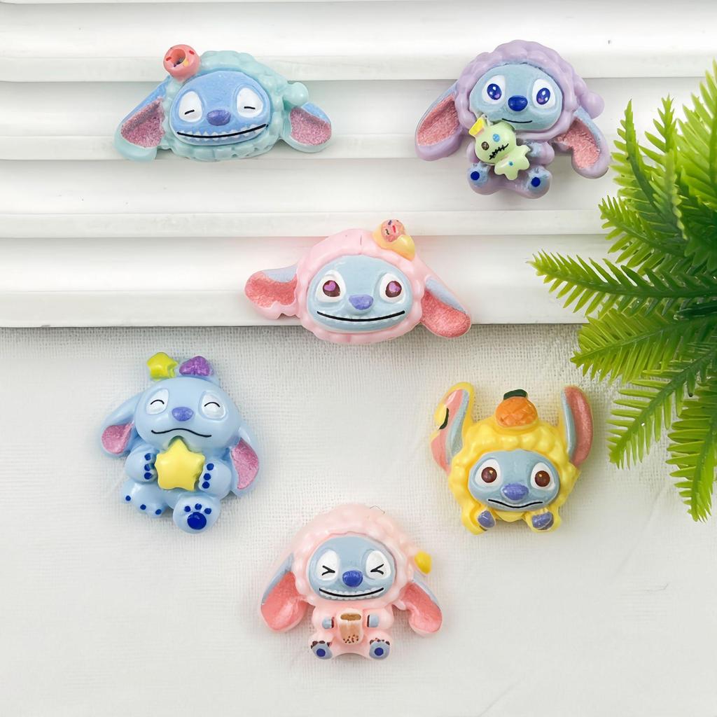 Blue Big-Eared Stitch DIY Resin Accessories: Handmade Hair Clips, Keychains, Phone Cases, Refrigerator Magnets, and Decorations.