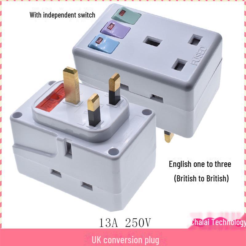 British Plug Converter with Independent Switch for Hong Kong/Singapore