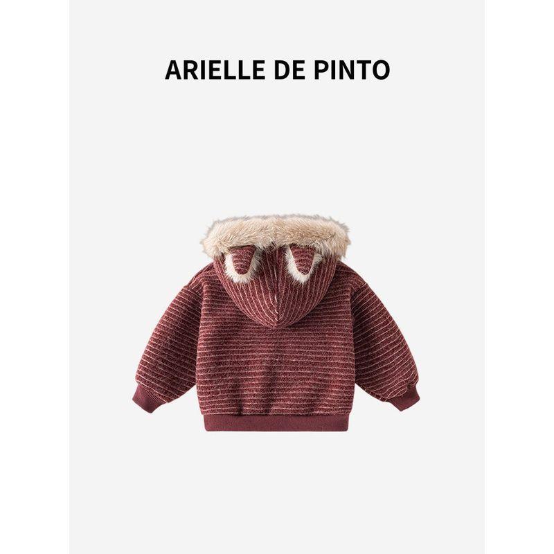 French Arielle De Pinto Winter Hooded Jacket for Boys and Girls, Auspicious Year Wool Sweater Jacket