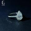 High Quality Moissanite Bridal Jewelry S925 Sterling Silver Rhodium Plated Pear Cut D Color VVS Moissanite Engagement Band Ring