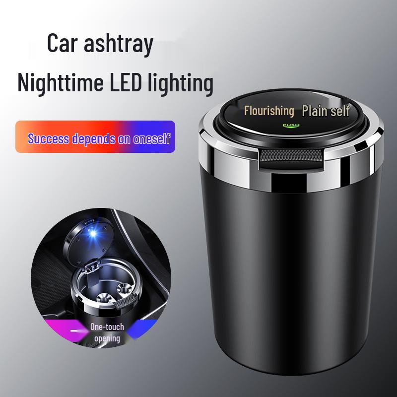 Dongfeng Car Ashtray: Stainless Steel, Flip-Top, Trendy Design
