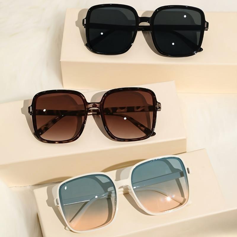 

3 шт. Женские модные очки в квадратной оправе - Стильные оправы черепаховый и черного цвета, линзы из поликарбоната