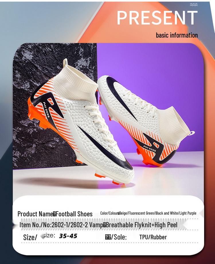 Unisex High-Top Long Spike Artificial Turf Football Training Shoes