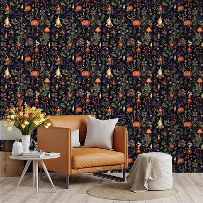 Gothic Boho Peel and Stick Wallpaper Plants Herbs Contact Paper Waterproof Removable Wallpaper for Living Room Bedroom Cabinet