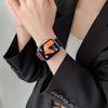 Bracelet de montre tressé en nylon avec boucle et détails de couture, Bracelet de rechange réglable pour Apple Watch 38‑49 mm