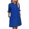 Women's Casual Fashion Summer Loose Solid Color Button Half Sleeve Dress