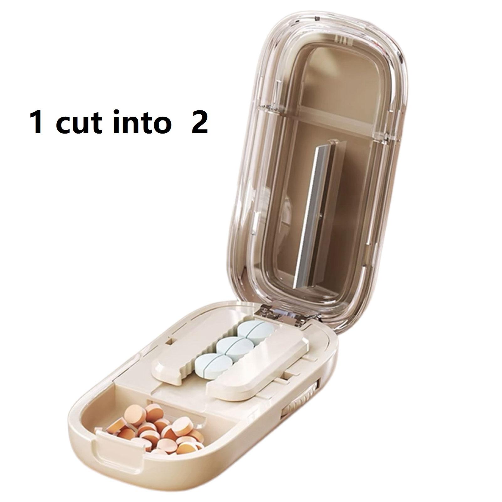 

Pills Cutter Splitter Adjustable Plastic Pill Crusher with Centering Device Drug Tablet Portable Travel Medicine Organizer Box белый