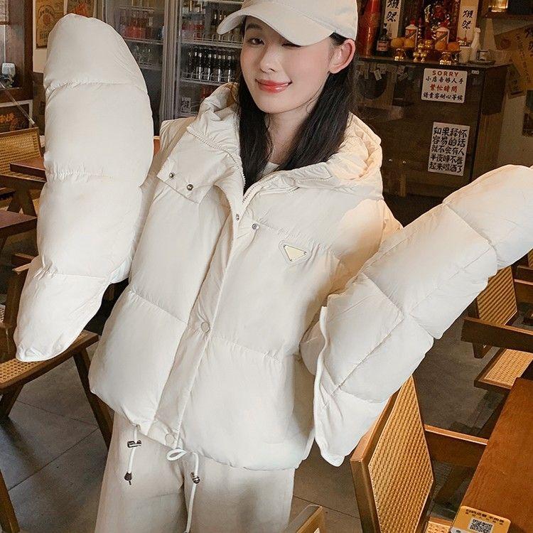 Removable Sleeves Down Cotton Coat for Women Winter New Style Korean Style Loose Hooded Cotton Coat Short Coat
