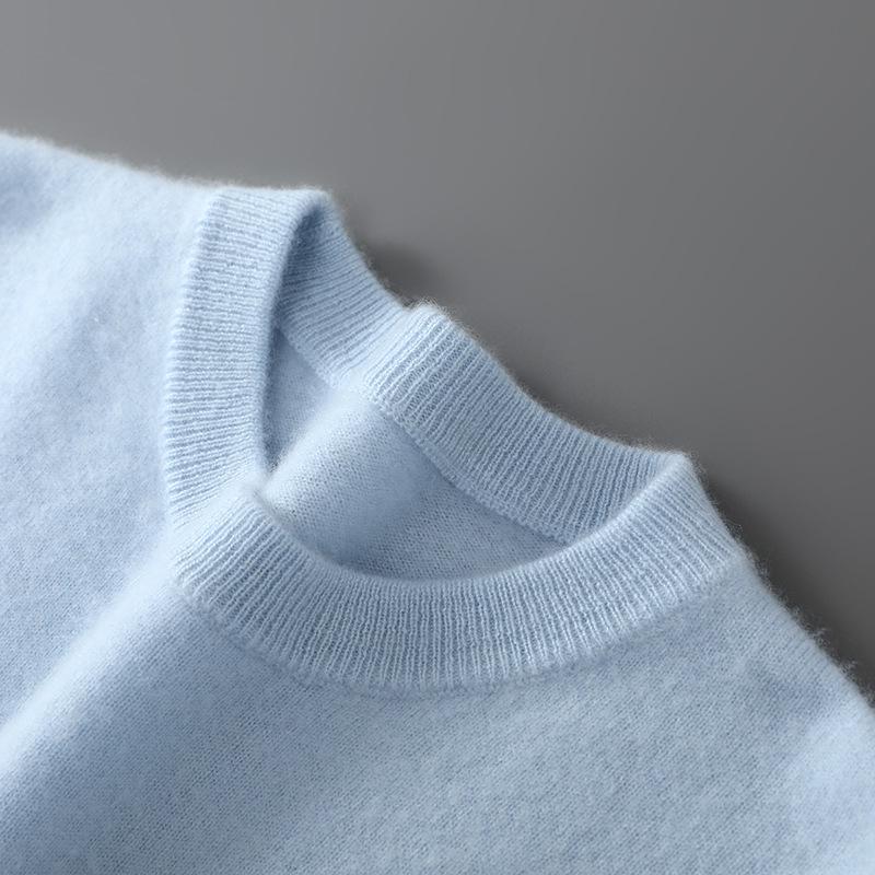 Herrtröja i enfärgad ullstickad casual