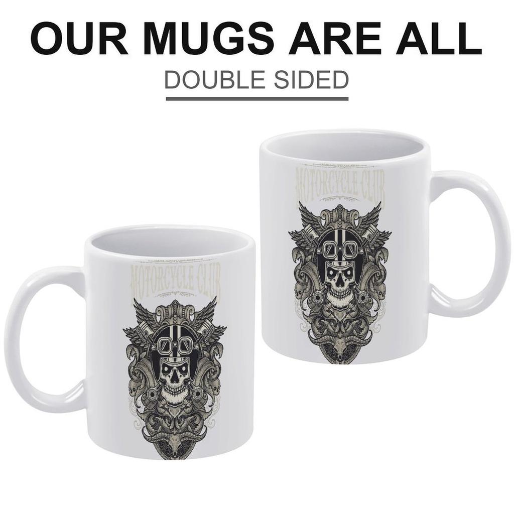 11oz White Glossy Coffee Cup with Durable Ceramic Build and Double-Sided Print, Ideal for Home Kitchen or Office Desk Drinks